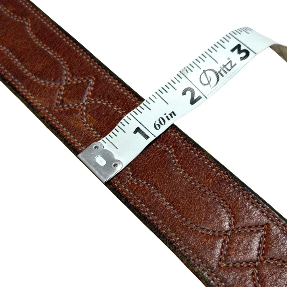 VTG North‎ & Judd Anchor Brand Brass Buckle Western Belt 38 Leather Patina 70s